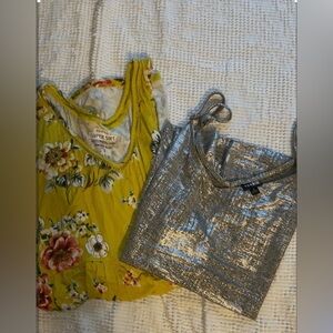 Torrid. Yellow Floral and Silver Metallic Top.